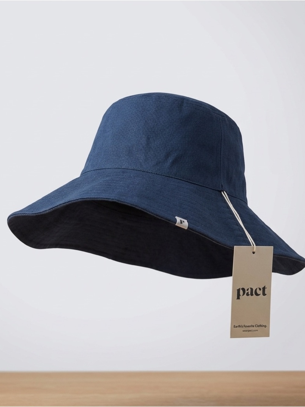 PACT Organic Cotton Wide Brim Bucket Hat | Navy Blue | NWT